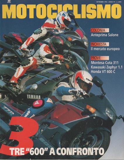 Motociclismo. settembre 1992 - copertina