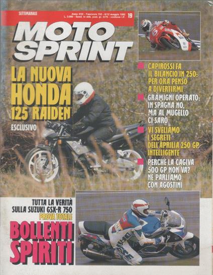 Moto sprint. 1992, n. 19 - copertina