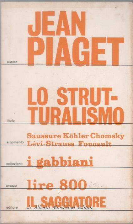 Lo strutturalismo - J. Piaget - copertina
