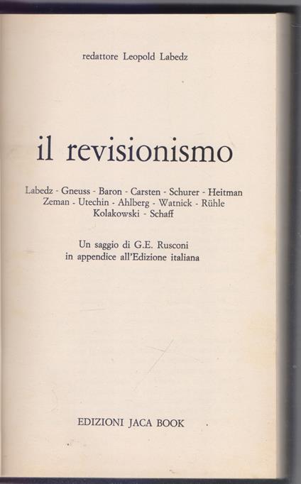 Il Revisionismo - Leopold Labedz - Leopold Labedz - copertina