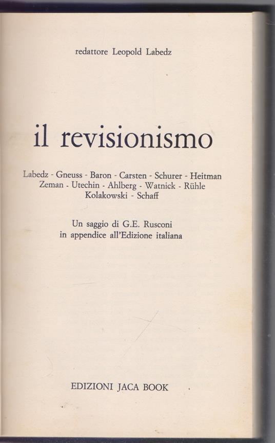 Il Revisionismo - Leopold Labedz - Leopold Labedz - copertina