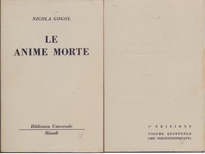 Le anime morte ( 1207-1211 B.U.R.) -Nicola Gogol - Nikolaj Gogol' - copertina
