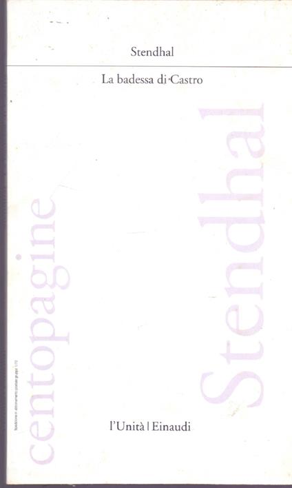 La badessa di Castro - Stendhal - Stendhal - copertina