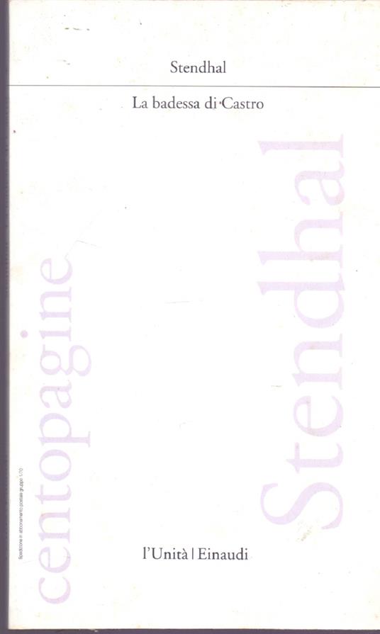 La badessa di Castro - Stendhal - Stendhal - copertina