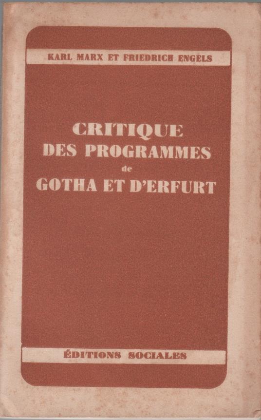 Critique des programmes de Gotha et d'Erfurt - Victor Serge - copertina