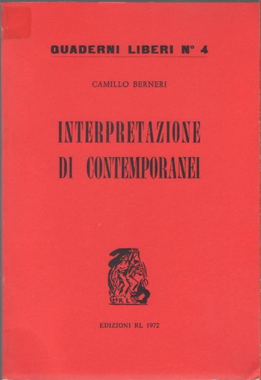 Interpretazione dei contemporanei - Camillo Berneri - copertina