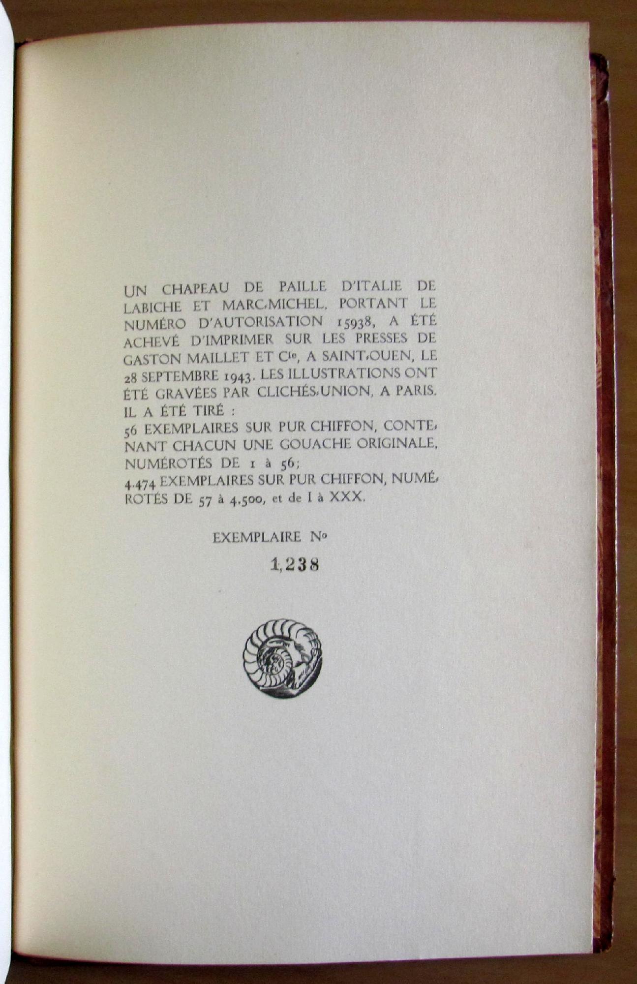 Un Chapeau De Paille D'Italie Di: Labiche E. Et Marc-Michel