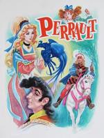 Tavola Originale Di Neri Per La Copertina Di Perrault. Non Firmata