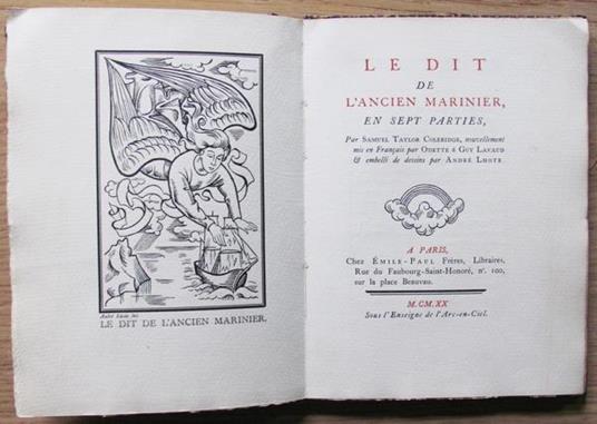 Le Dit De L'ancien Marinier En Sept Parties. Ed. Lib. Emile-Paul Frères, 1920 - Samuel T. Coleridge - 5