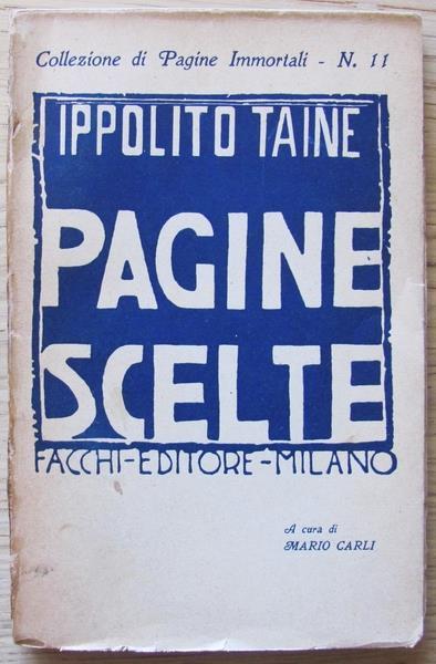 Pagine scelte - Hippolyte Taine - copertina