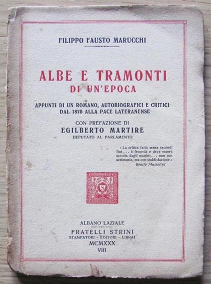 Albe E Tramonti Di Un'epoca Di: Marucchi Filippo Fausto - copertina