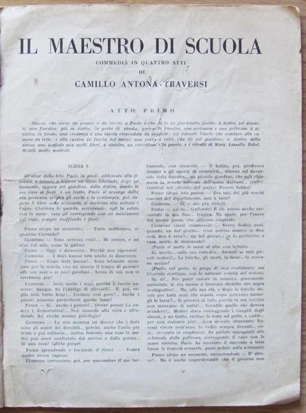 Il Maestro Di Scuola. Commedia In Quattro Atti
