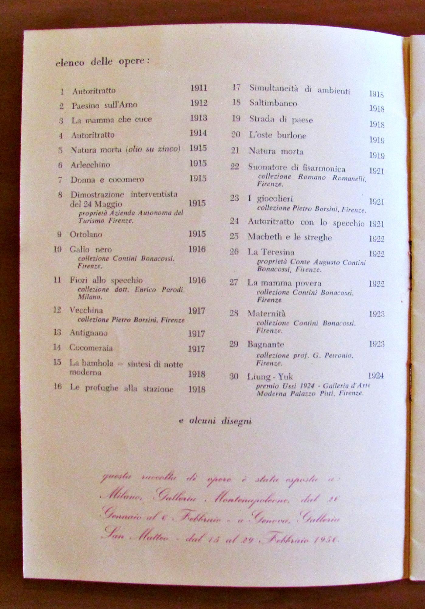 30 Opere Di Primo Conti Eseguite Dal 1911 Al 1924