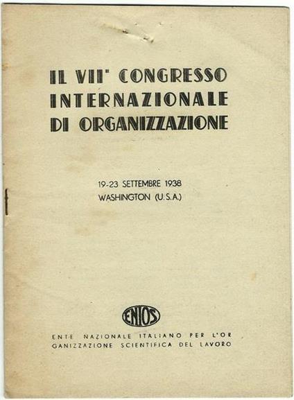 Il Vii° Congresso Internazionale Di Organizzazione. Programma Di: Enios - copertina