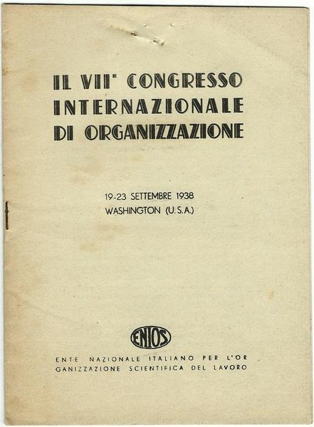 Il Vii° Congresso Internazionale Di Organizzazione. Programma Di: Enios - copertina