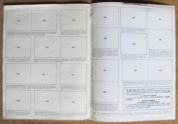 Album Figurine Ruote Vele Ali. Ed. Imperia, 1972. Vuoto