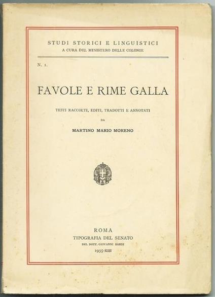 Favole E Rime Galla Roma Tip. Del Senato 1935 - Martino M. Moreno - copertina