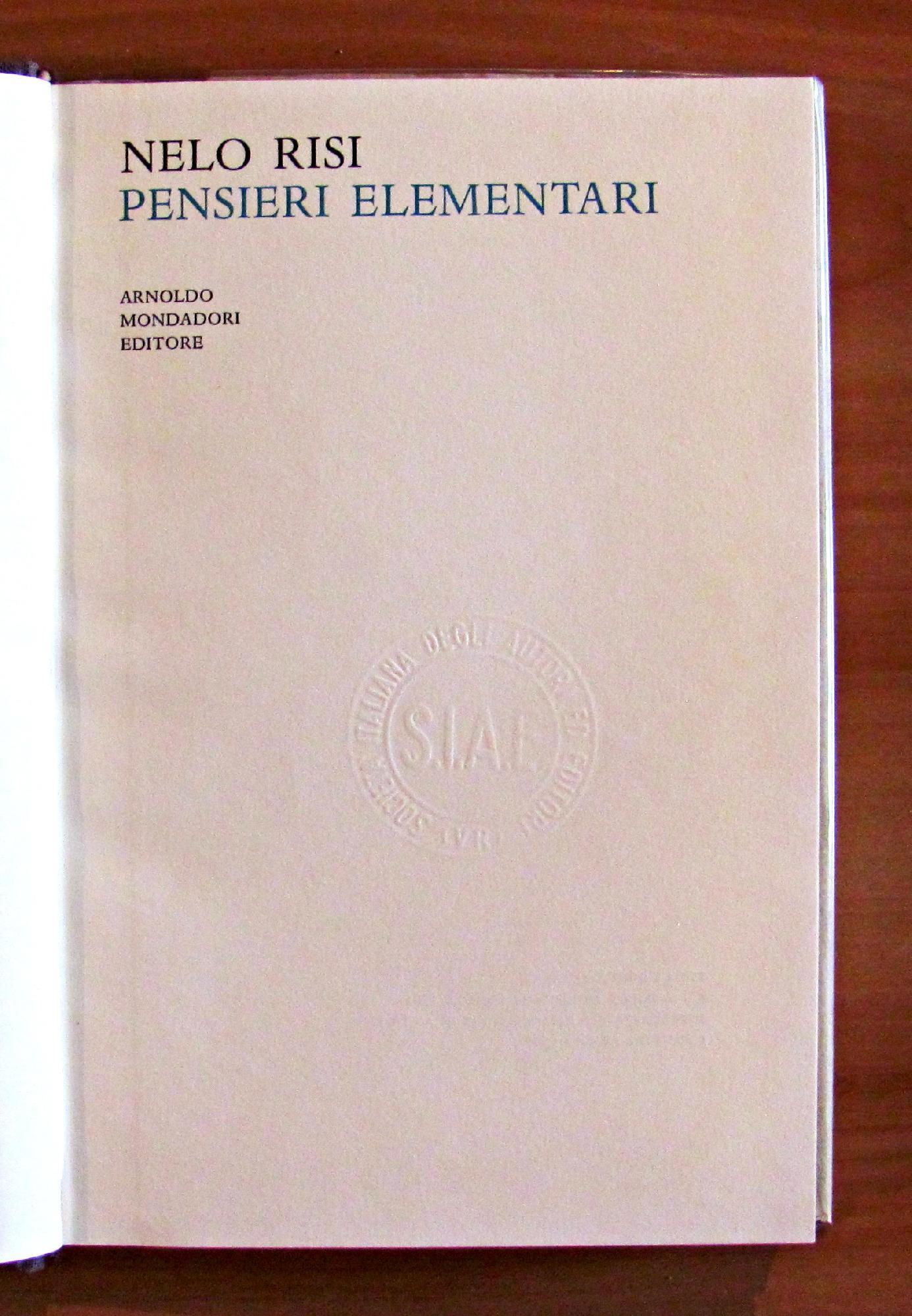 Pensieri Elementari. Collana Lo Specchio