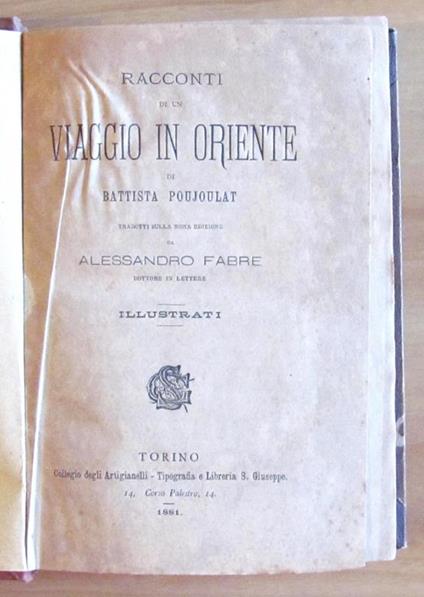 Racconti Di Un Viaggio In Oriente - I Edizione Italiana 1881 - Battista Poujoulat - copertina
