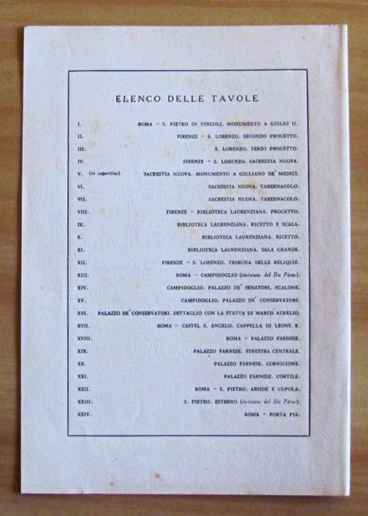 Michelangelo - L'Opera Architettonica In 24 Tavole. Collana I Grandi Artisti - 2