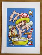 Jacovitti NUOTO - Stampa Originale 30X40. Ricordi 1966 - Serie Umoristica Sport