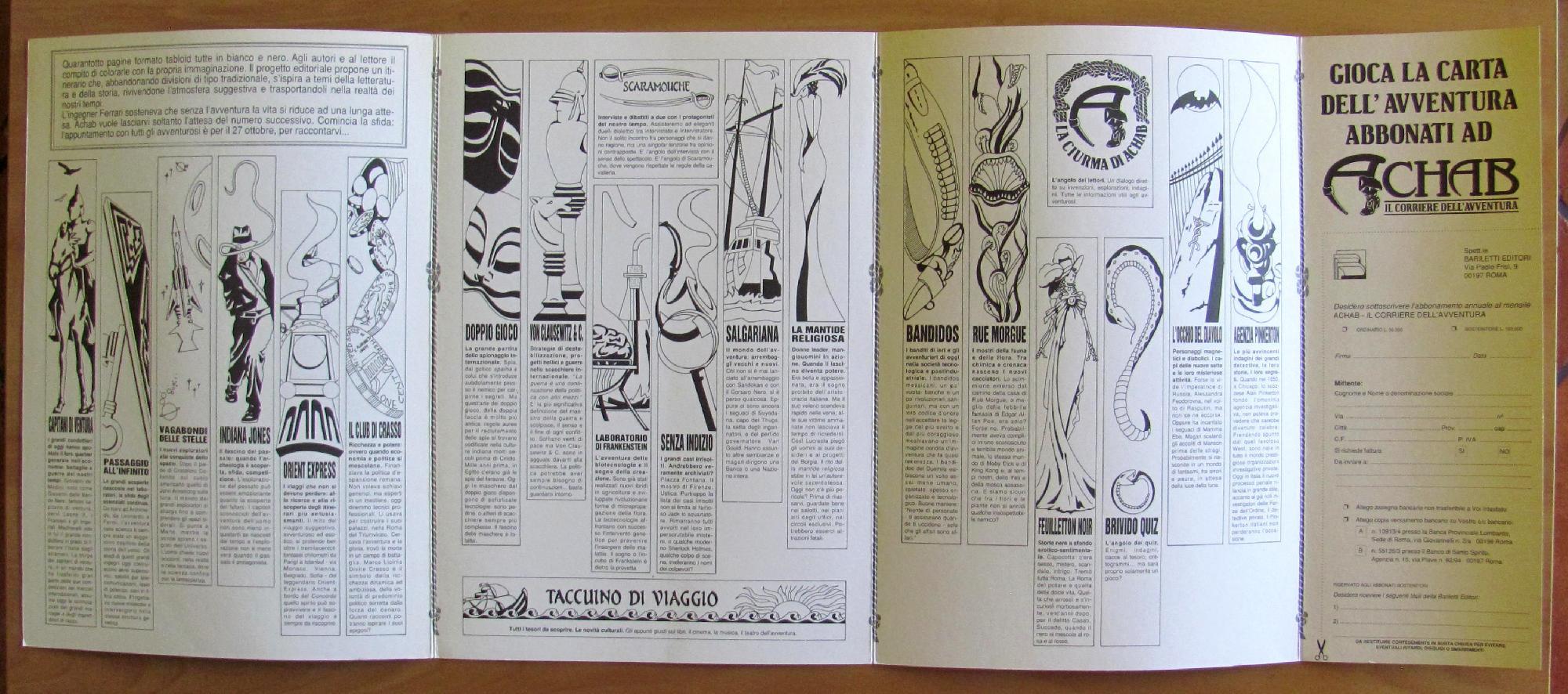 Achab Il Corriere Dell'Avventura - Brochure Pubblicitaria Apribile, 1990 - Rara