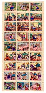 Foglio di 27 DECALCOMANIE RICCIOLI D'ORO E I 3 ORSI, anni '40 - RARO