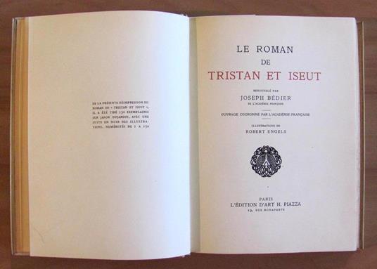 Le ROMAN DE TRISTAN ET ISEUT - Ed Piazza 1939 - ill. ENGELS - 150 esemplari - Joseph Bédier - 3