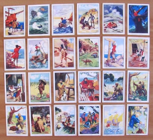 Serie Completa 24 Figurine AVENTURAS DE ROBINSON - Chocolates Jaime Boix - RARE - Jonathan Swift - copertina