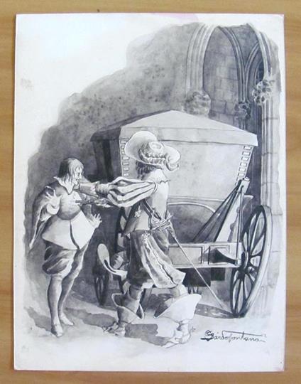 Tavola originale di SARDOFONTANA noto illustratore Salgariano 1902 - Firmata - copertina