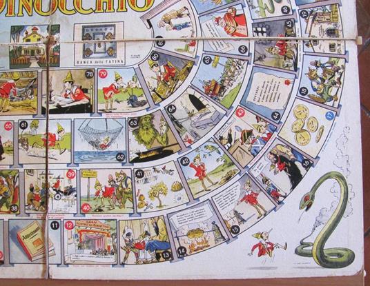 Gioco dell'Oca PINOCCHIO - 1947 - Grande Tabellone ill. SGRILLI - Carlo Collodi - 6