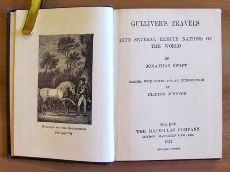 Gulliver' travels into several Remote Nations of the World - Macmillan 1929 - Jonathan Swift - copertina