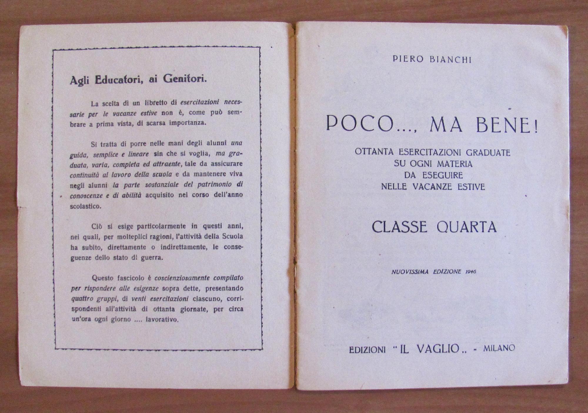 Poco..., Ma Bene - Esercizi Per Le Vacanze - Classe Iv