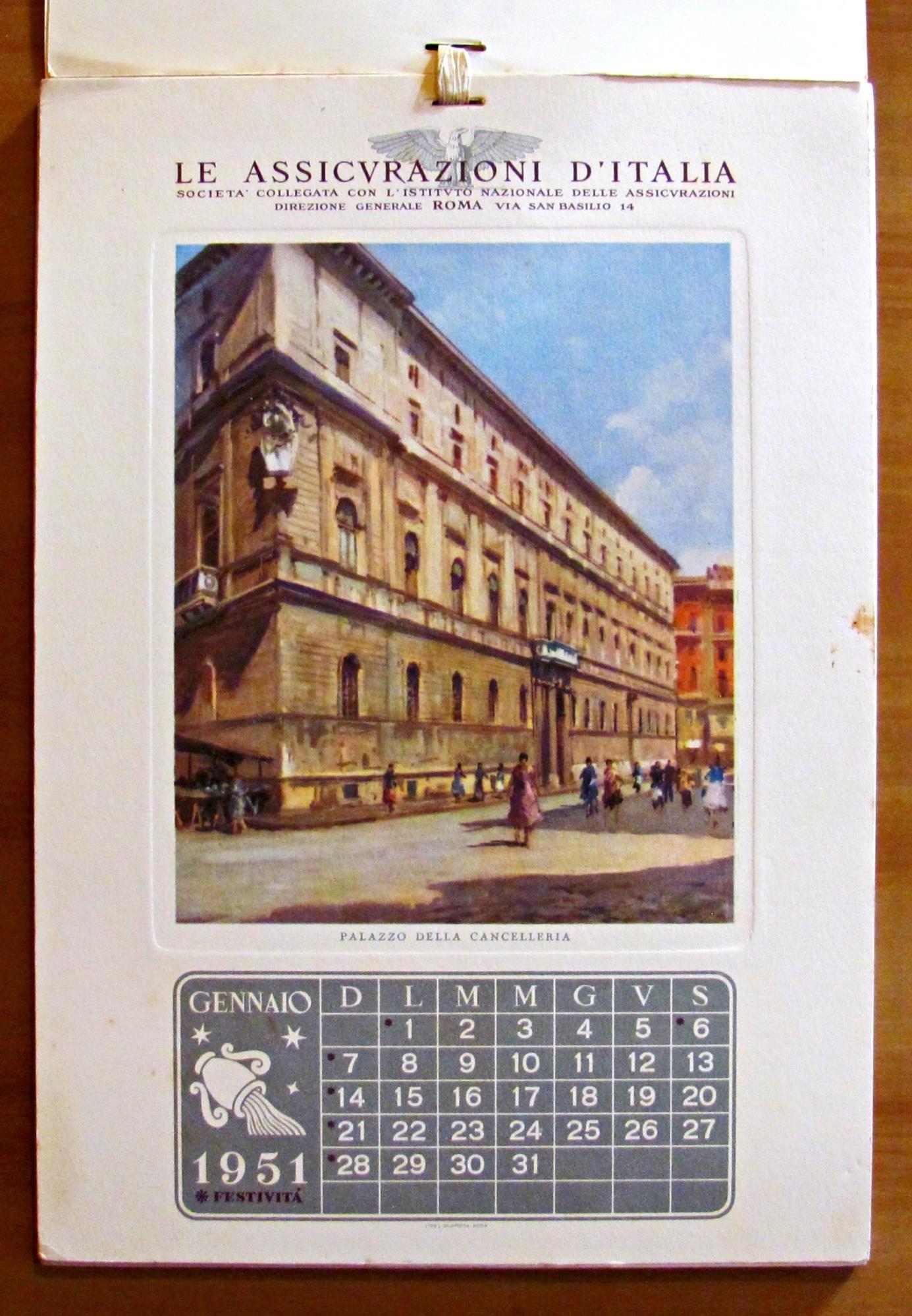 Le ASSICURAZIONI D'ITALIA - Calendario 1951