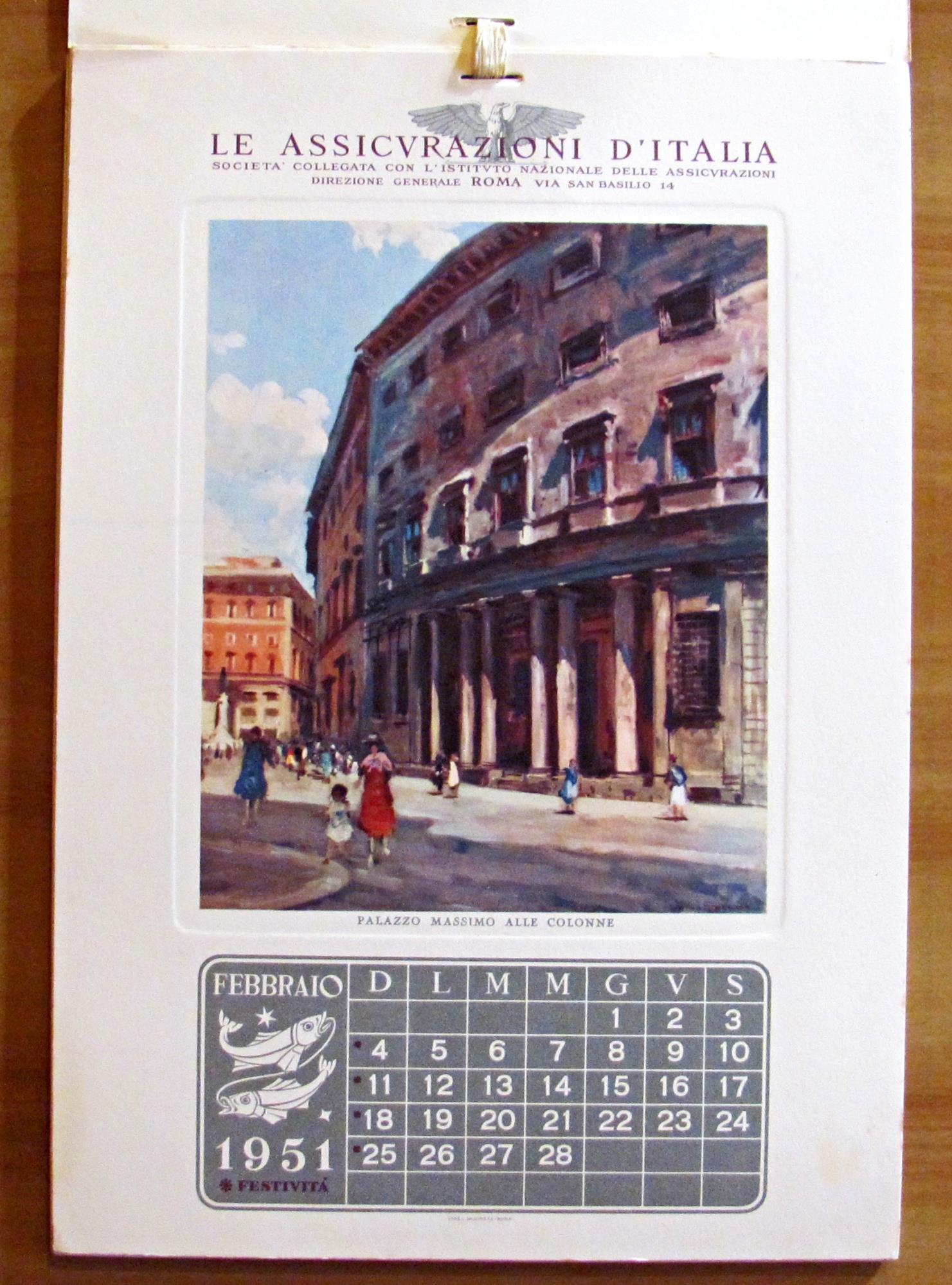 Le ASSICURAZIONI D'ITALIA - Calendario 1951