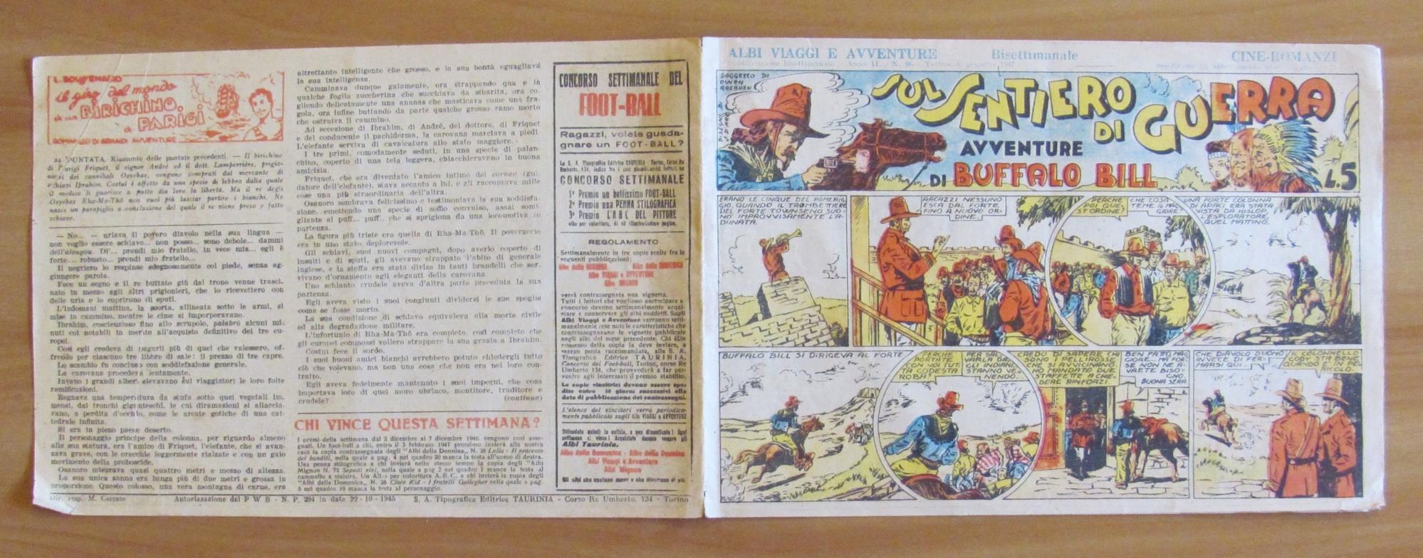 Buffalo Bill Sul Sentiero Di Guerra - Albi Viaggi E Avventure N.96, 1947 - Ill. J. D'Arc