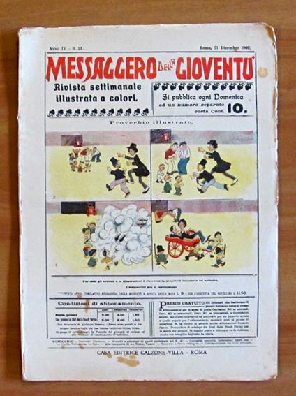 MESSAGGERO DELLA GIOVENTU' - Rivista settimanale illustrata a colori - Anno IV N.51 - 21 Dicembre 1902 - copertina