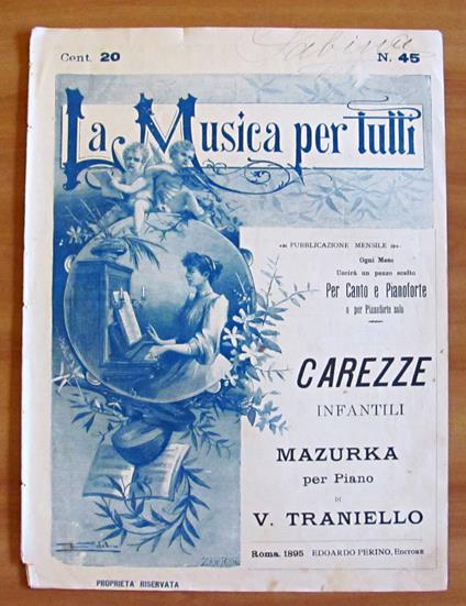 CAREZZE INFANTILI - Mazurka per Piano - La Musica per Tutti, pubblicazione mensile - copertina