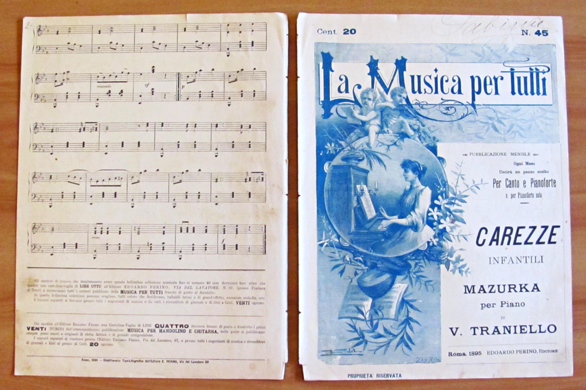 CAREZZE INFANTILI - Mazurka per Piano - La Musica per Tutti, pubblicazione mensile