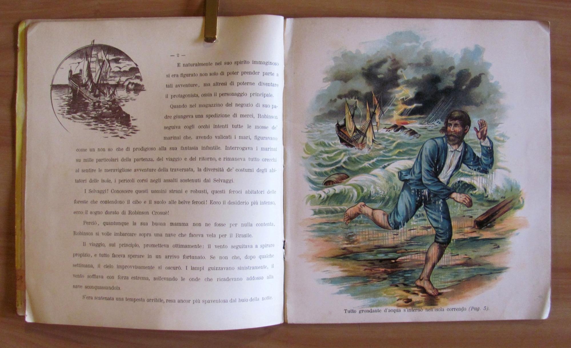 ROBINSON CRUSOE, 1890 ca. con Tavole Cromolitografiche