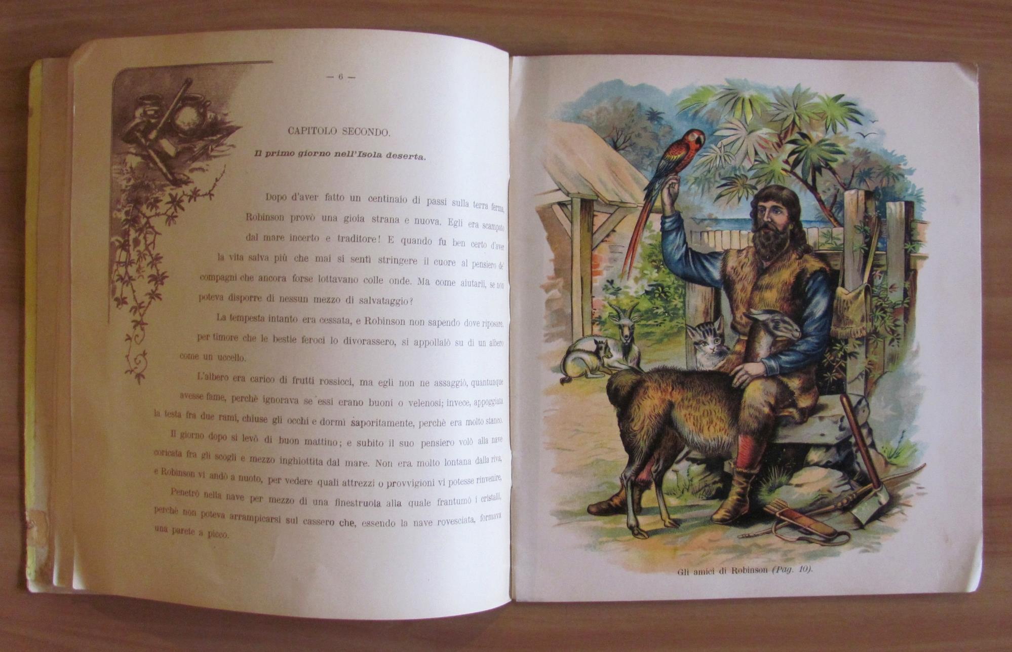 ROBINSON CRUSOE, 1890 ca. con Tavole Cromolitografiche