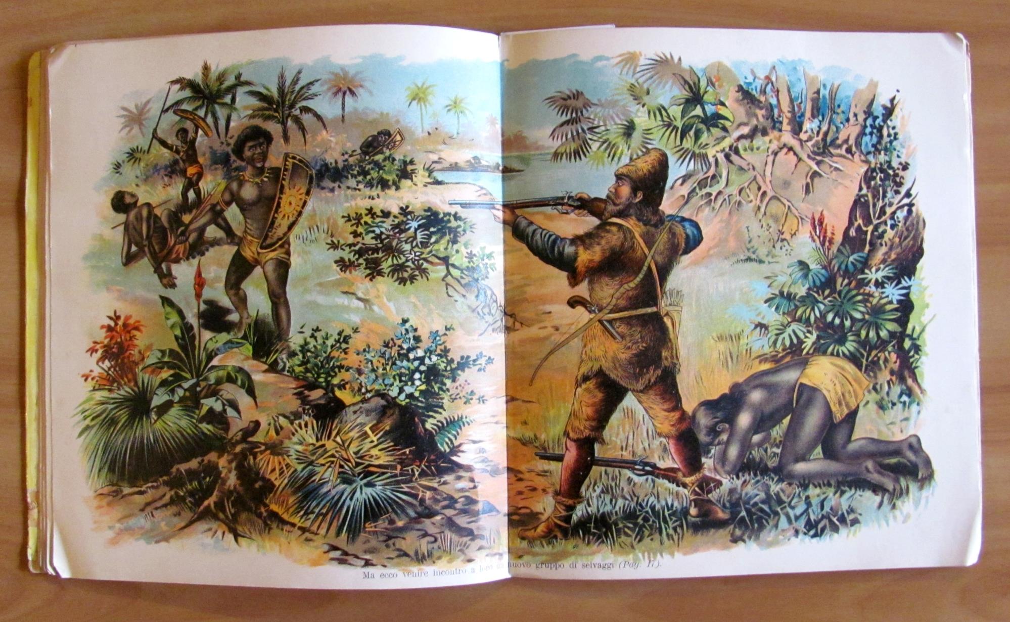 ROBINSON CRUSOE, 1890 ca. con Tavole Cromolitografiche