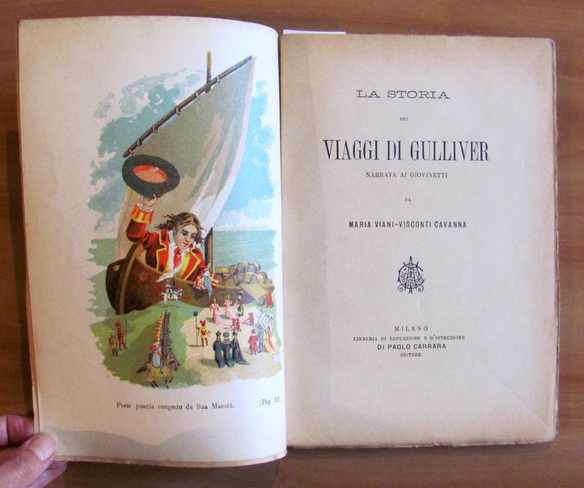 LA STORIA DEI VIAGGI DI GULLIVER, 1890 con Cromolitografie - RARO