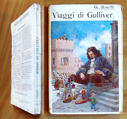 VIAGGI DI GULLIVER - Bibl. Salani Illustrata, I ed. 1913 - ill. BONGINI - Gionata Swift - copertina