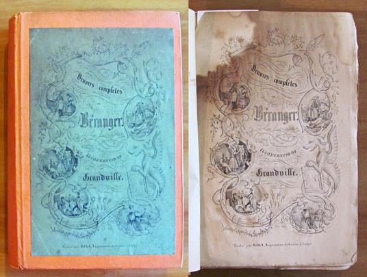 OEUVRES COMPLETES DE BERANGER, 1844 - illustrations de GRANDVILLE - copertina