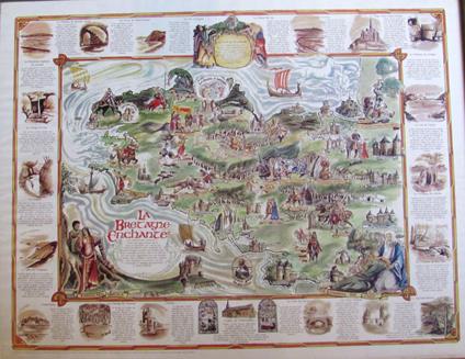 Poster LA BRETAGNE ENCHANTEE Foret de Broceliand, Re Arthur, Merlin, Lancelot, Guinevre - copertina