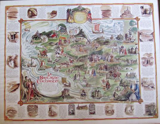 Poster LA BRETAGNE ENCHANTEE Foret de Broceliand, Re Arthur, Merlin, Lancelot, Guinevre - copertina
