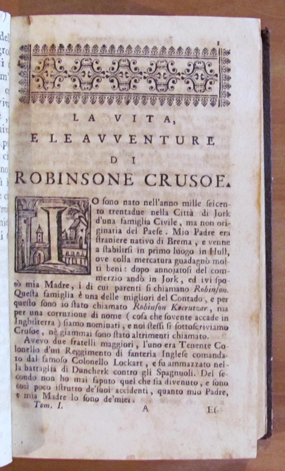 LA VITA E LE AVVENTURE DI ROBINSON CRUSOE, 1748 - 2 Vol. in 1 - Completo