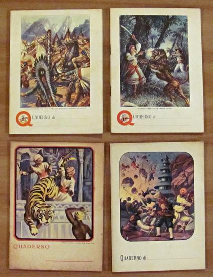 Lotto di 4 Quaderni per la scuola elementare I ROMANZI DI EMILIO SALGARI, anni 50 - copertina