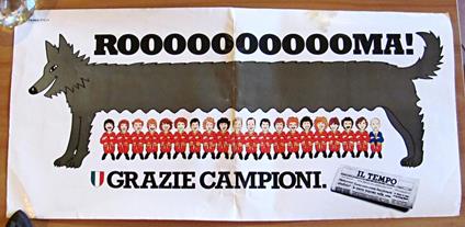Poster AS ROMA - GRAZIE CAMPIONI - Il Tempo, 1982/83 - copertina